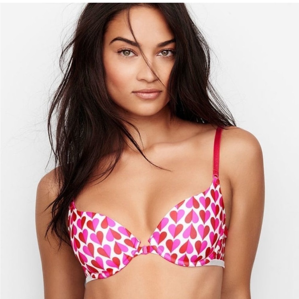 VS push up front close underwire bra with hearts